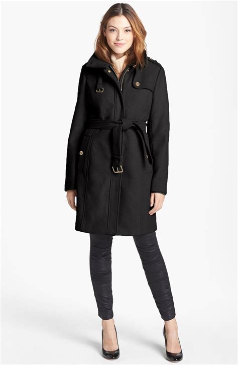 michael kors wool blend military trench coat|Michael Kors belted raincoat.